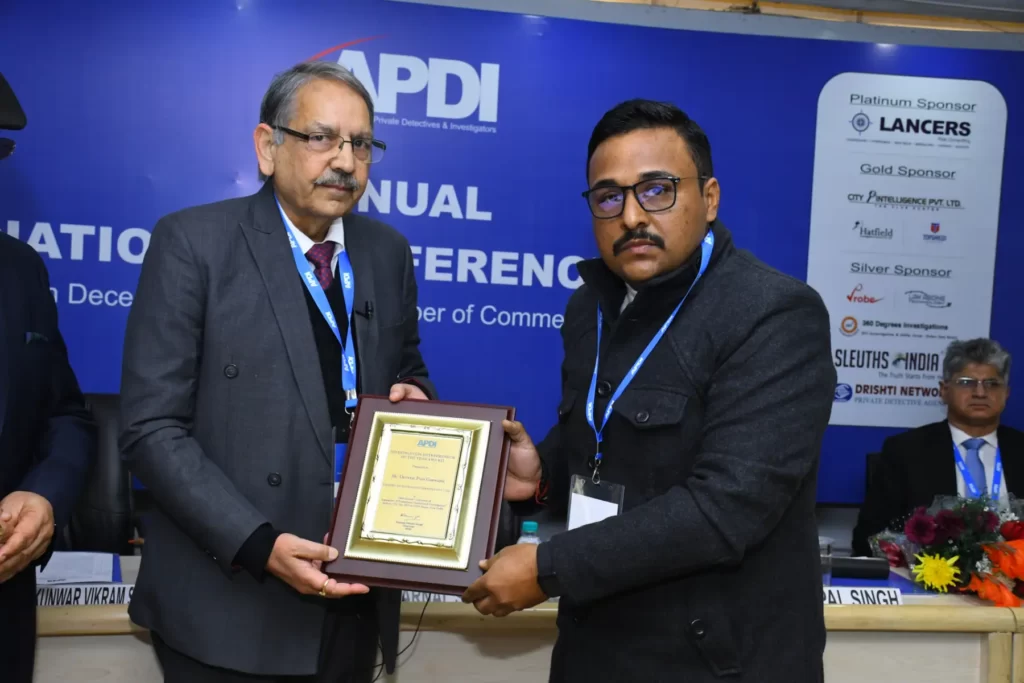 Award Ceremony by APDI Detective Agency in New Delhi.